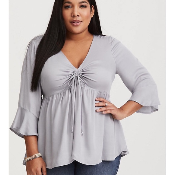 torrid Tops - TORRID | NWT! Rouched Light Grey Blouse - Plus 0X